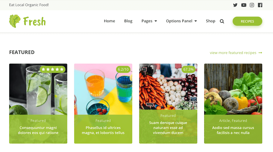 A screenshot of the quite colorful Fresh WordPress theme