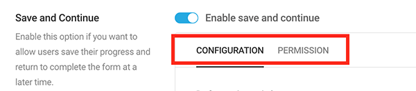 Configurations and Permission buttons.