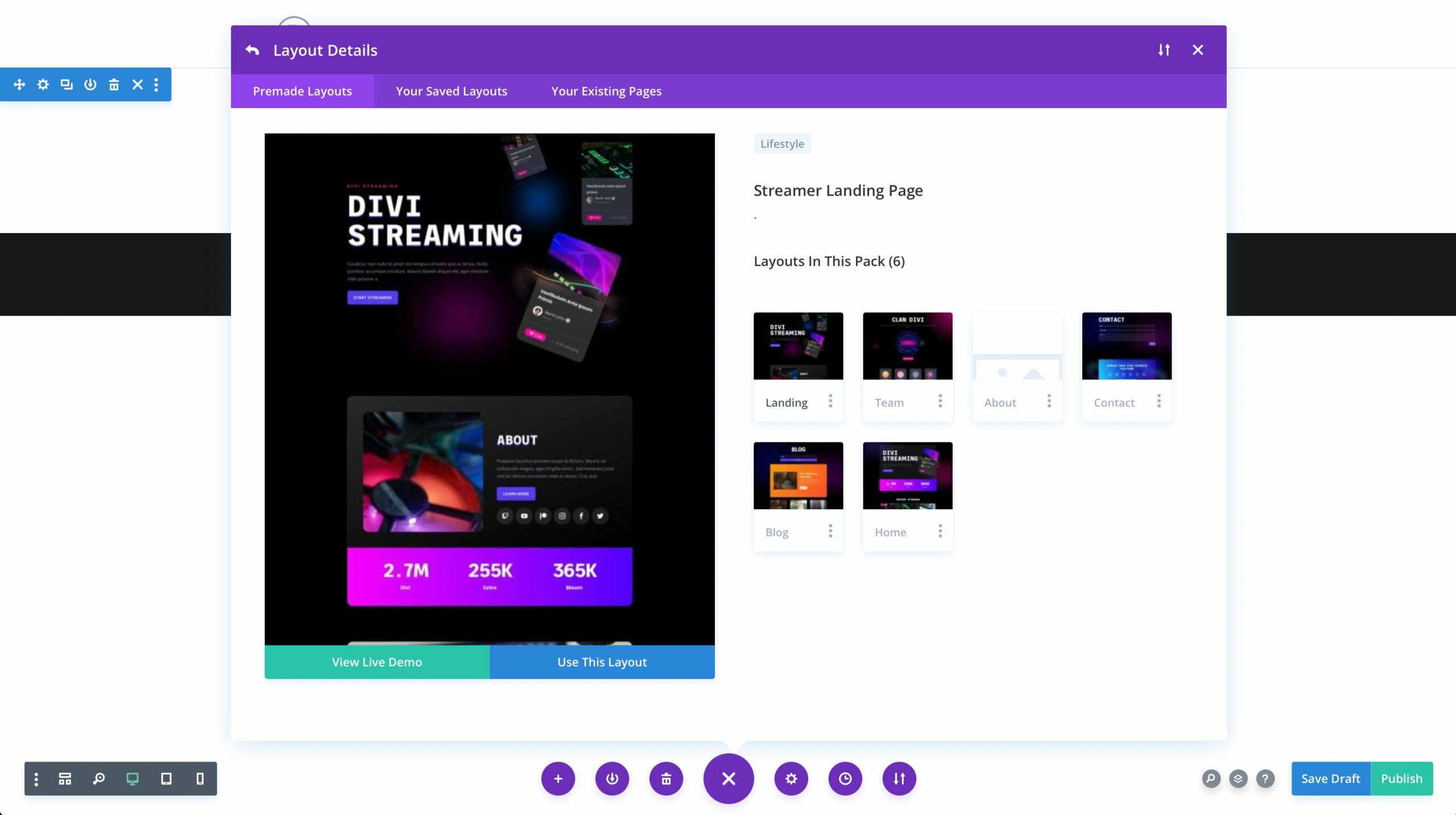Streamer Layout Pack for Divi
