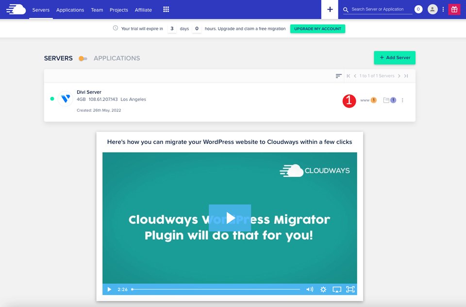 Divi Website on Cloudways