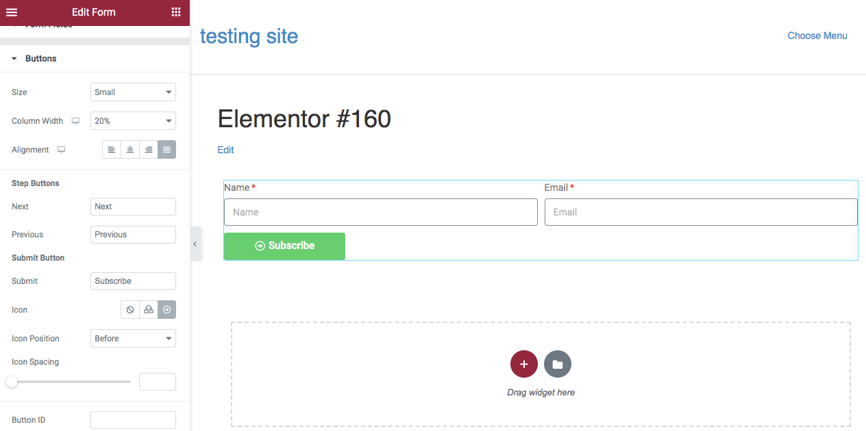 Edit the button action in Elementor