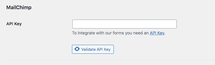 Paste your Mailchimp API key