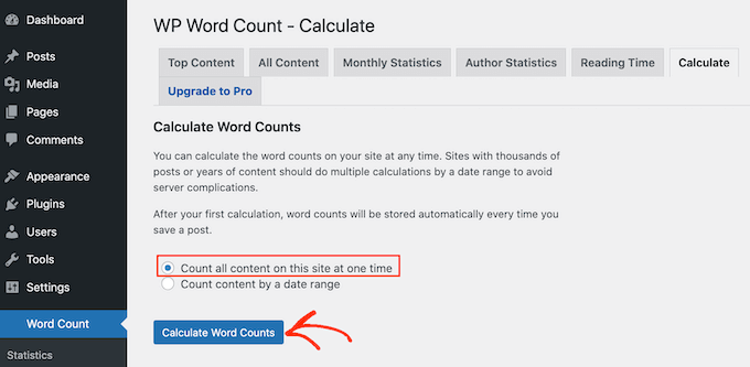Getting word count stats in WordPress