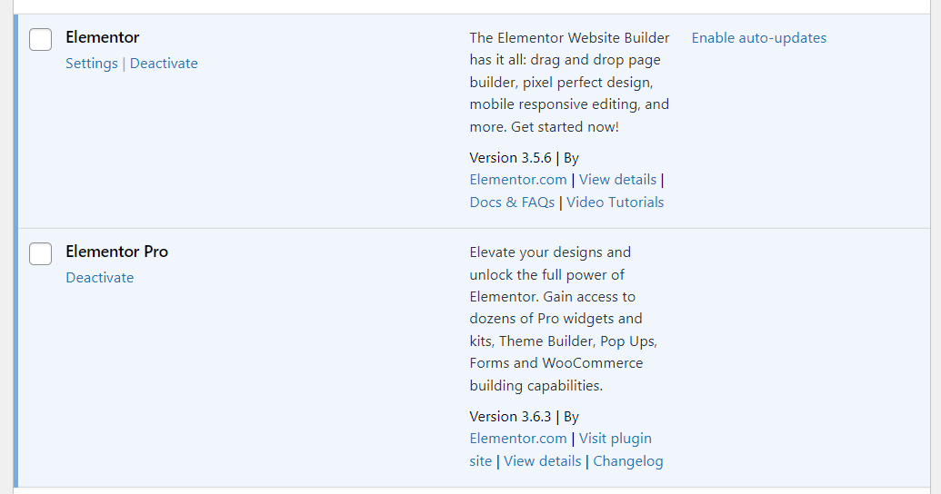 Make sure Elementor plugins are updated