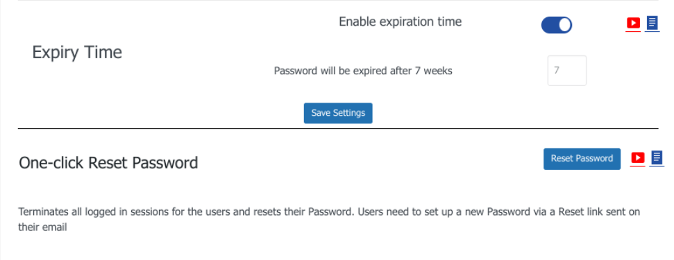 The Expiry Time settings for the Password Policy Manager plugin.
