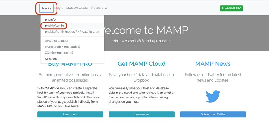 Installing Your Database with MAMP