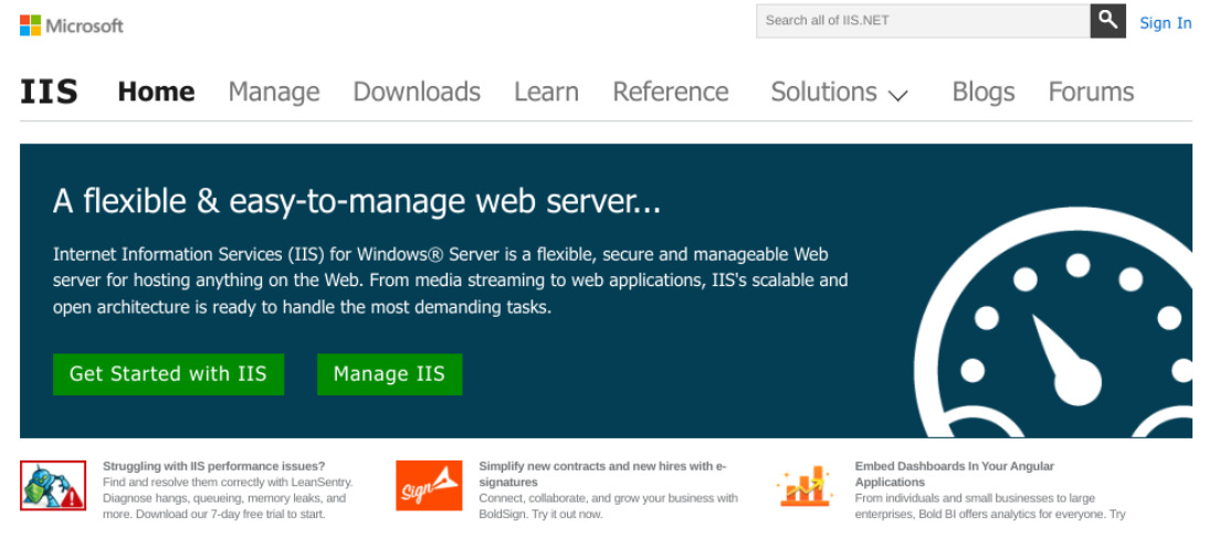 The Microsoft IIS website.