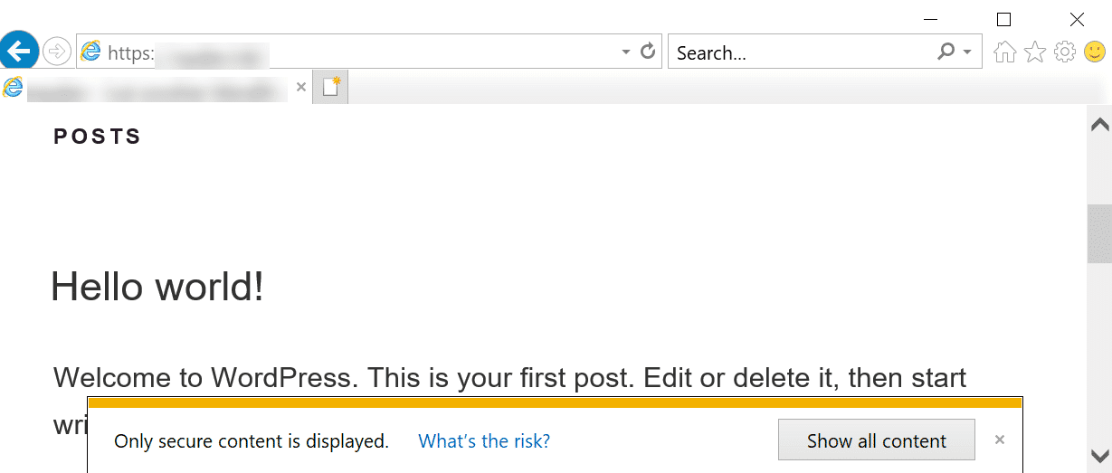 Mixed content warning in IE