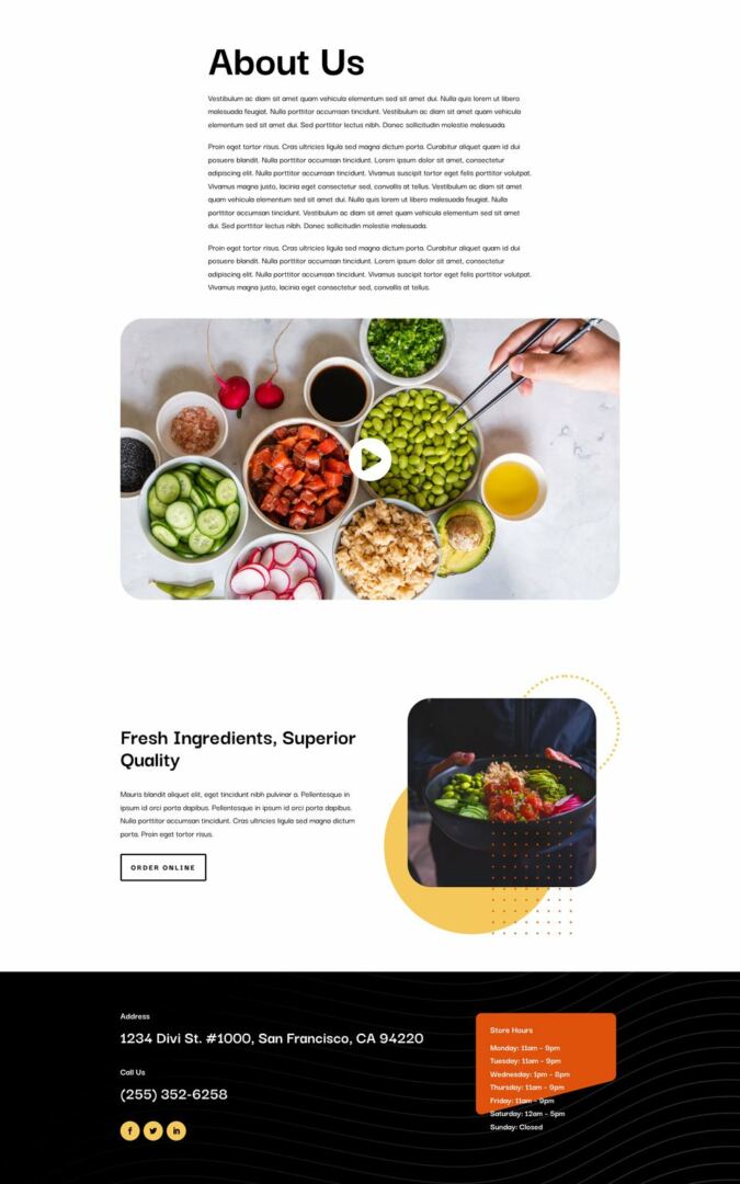 Poke Restaurant Layout Pack for Divi