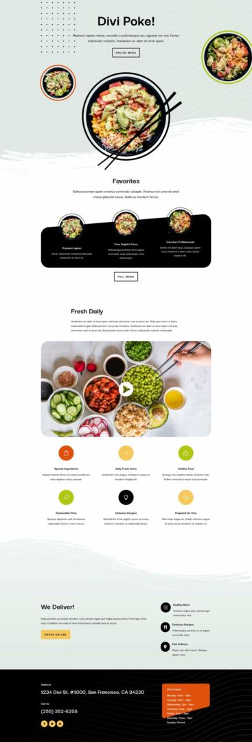 Poke Restaurant Layout Pack for Divi