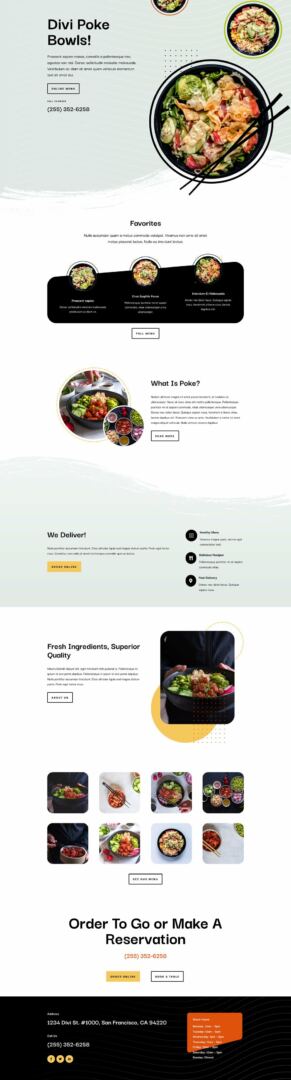 Poke Restaurant Layout Pack for Divi