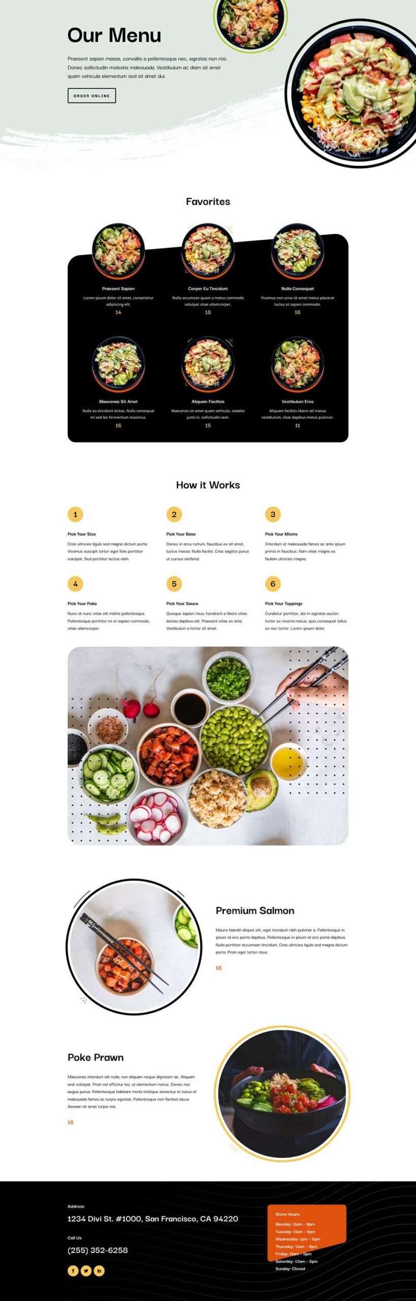 Poke Restaurant Layout Pack for Divi