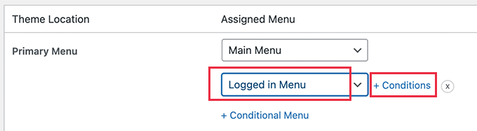 Select logged in menu