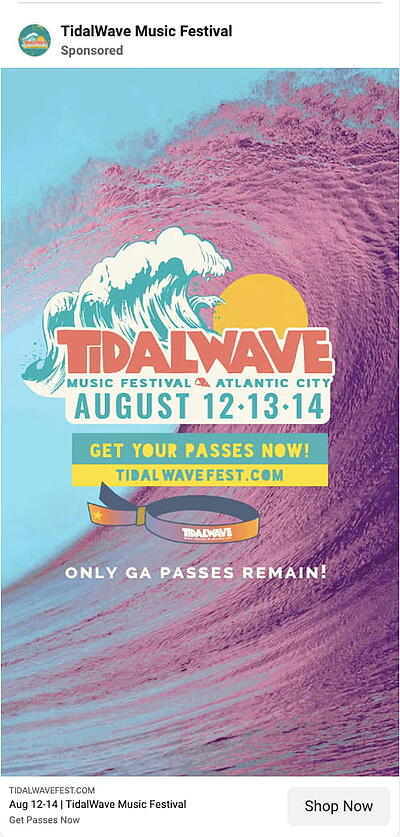 Tidal Wave Music Festival Facebook event ad example