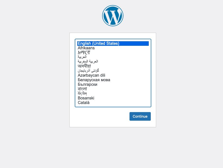 WordPress Staging Site Installation Screen