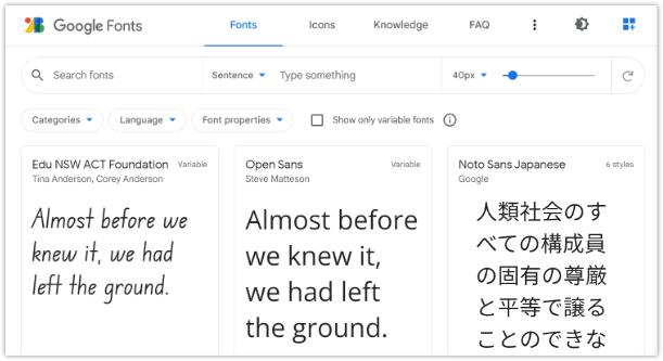 Font tools, Google Fonts