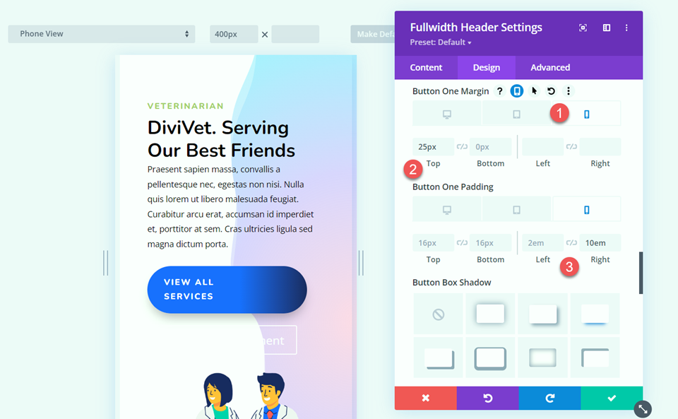 Divi Fullwidth Header Hero Section Button One Margin Padding Mobile