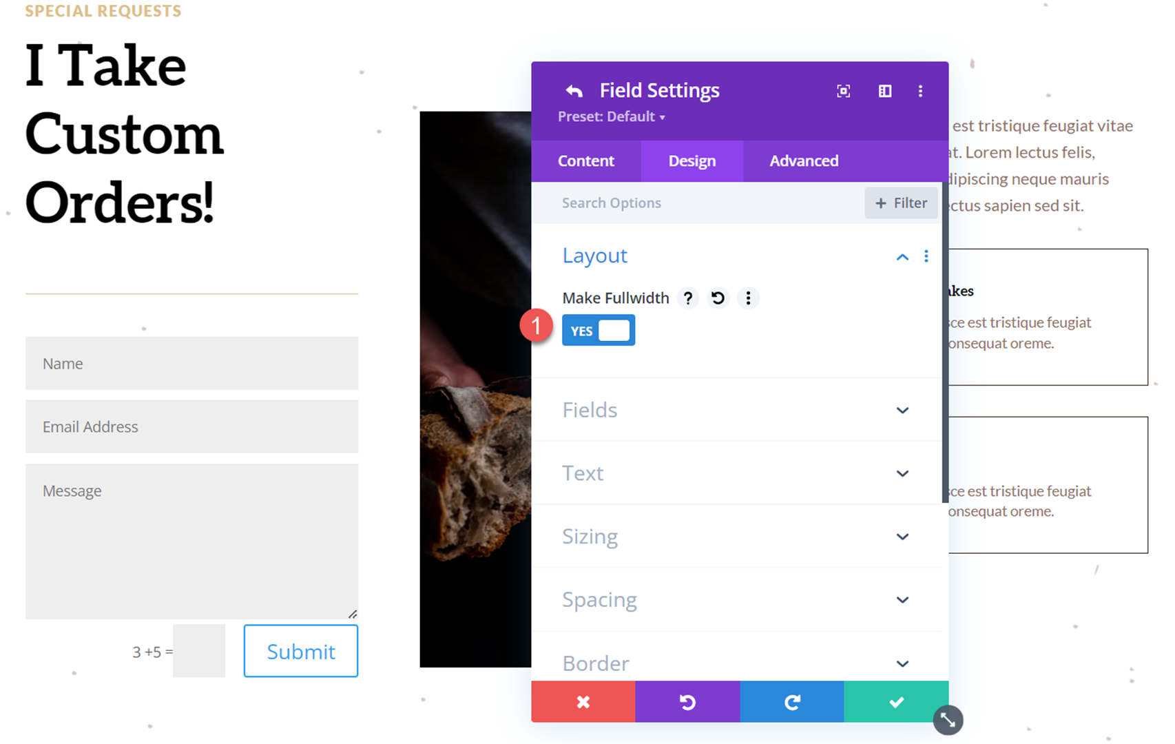 Divi Reveal Options Dropdown Contact Form Fullwidth 2