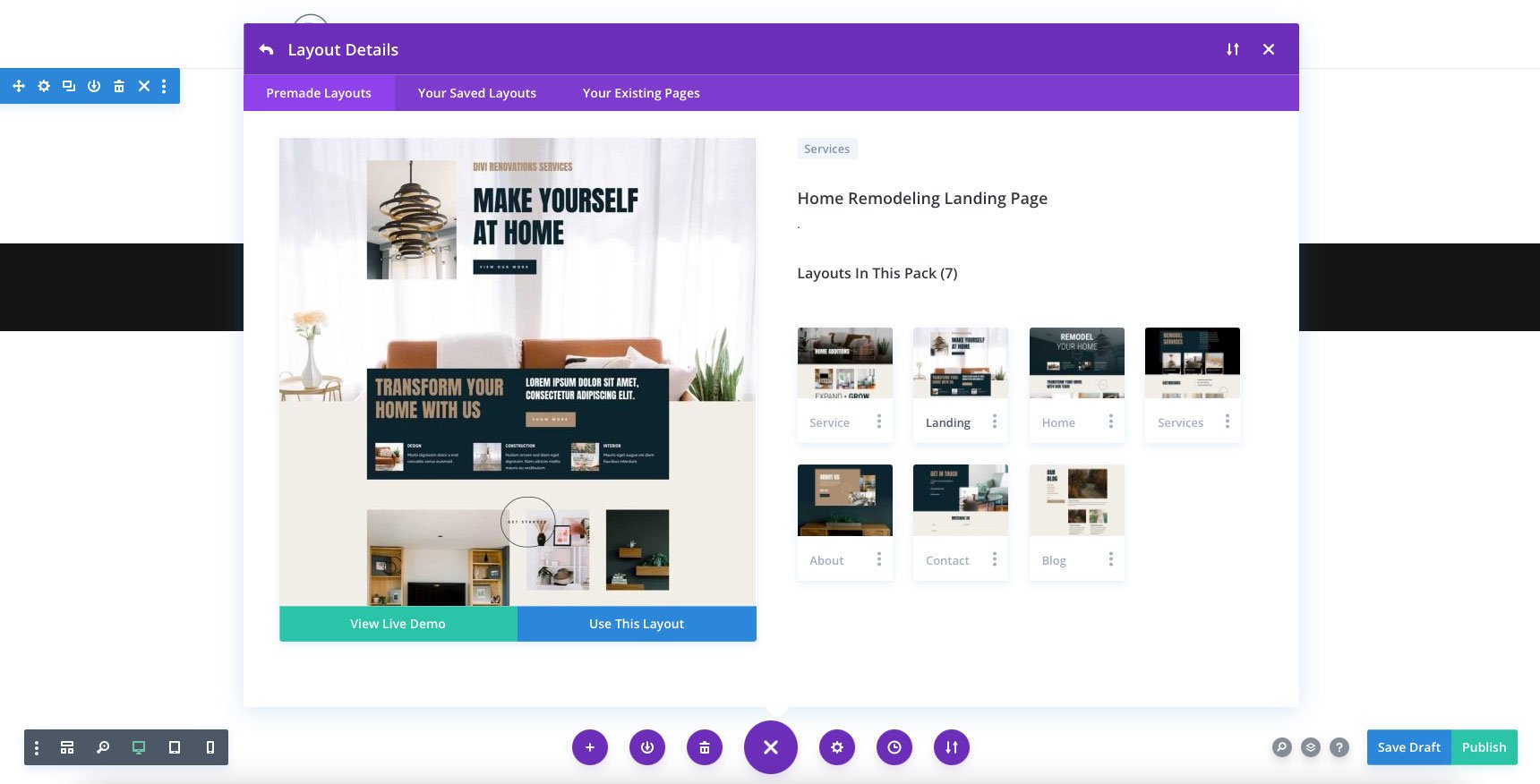 Home Remodeling Layout Pack for Divi