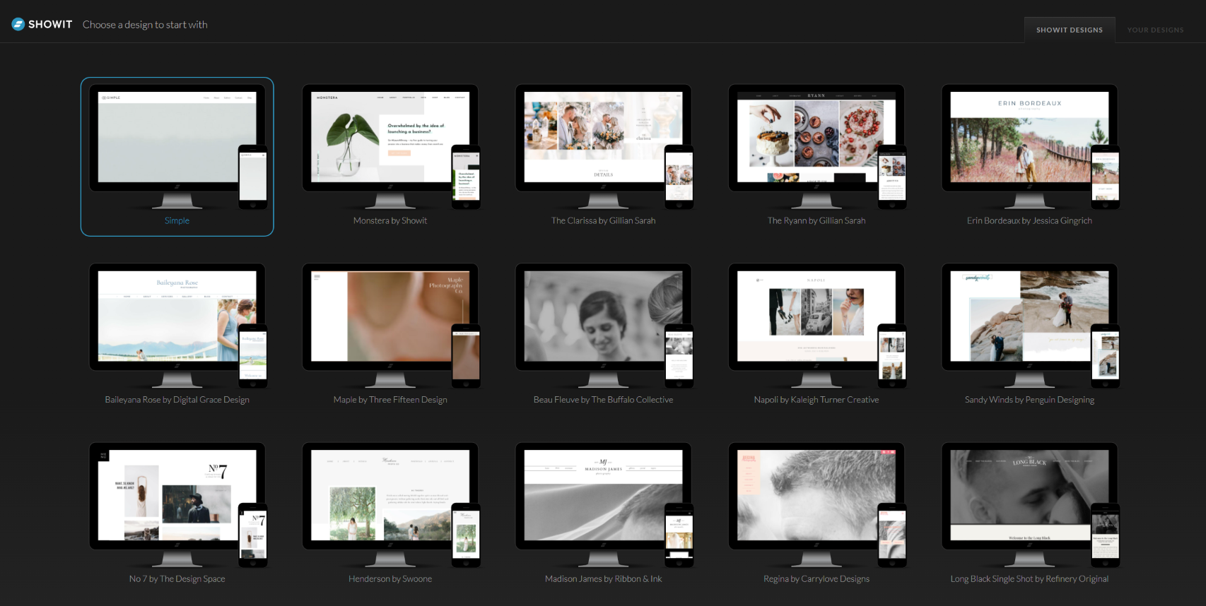 Free Themes for Showit Websites