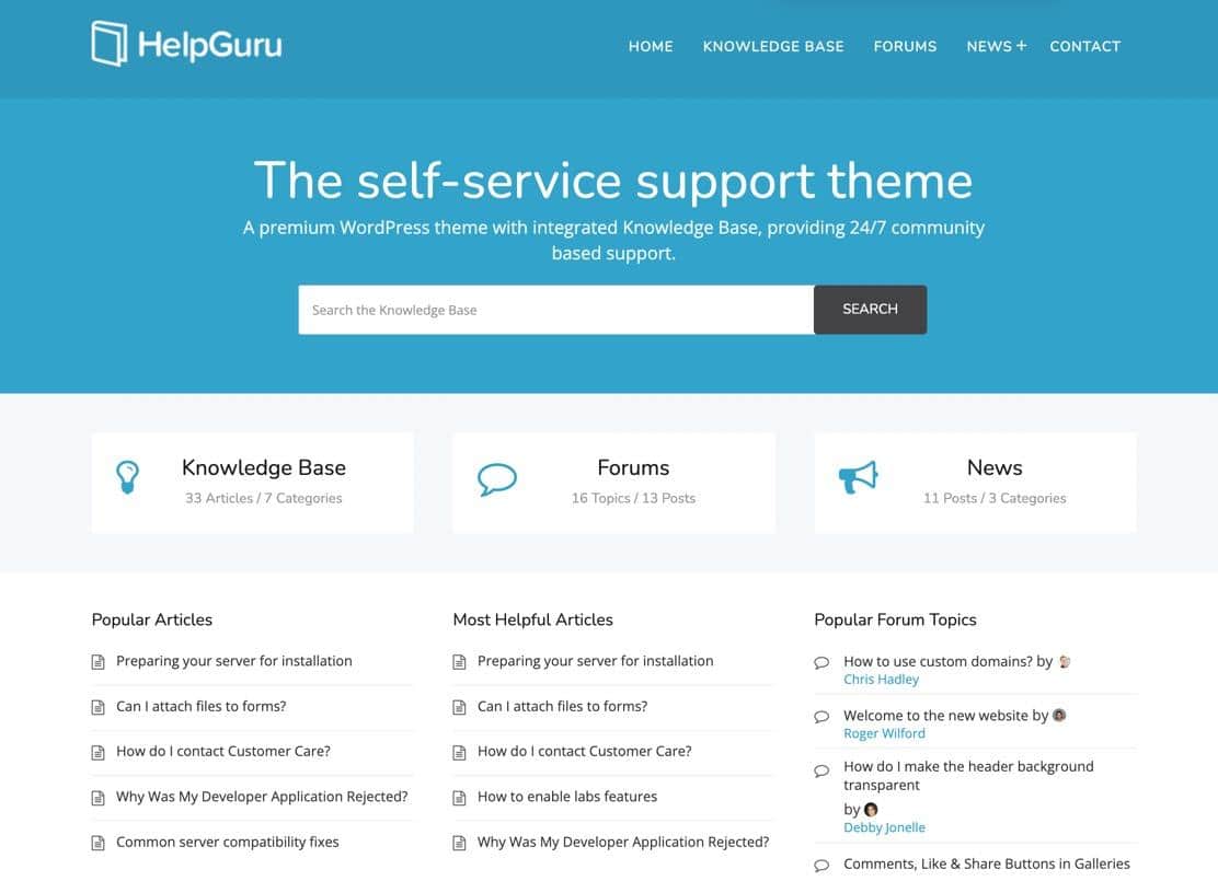 The HelpGuru WordPress theme
