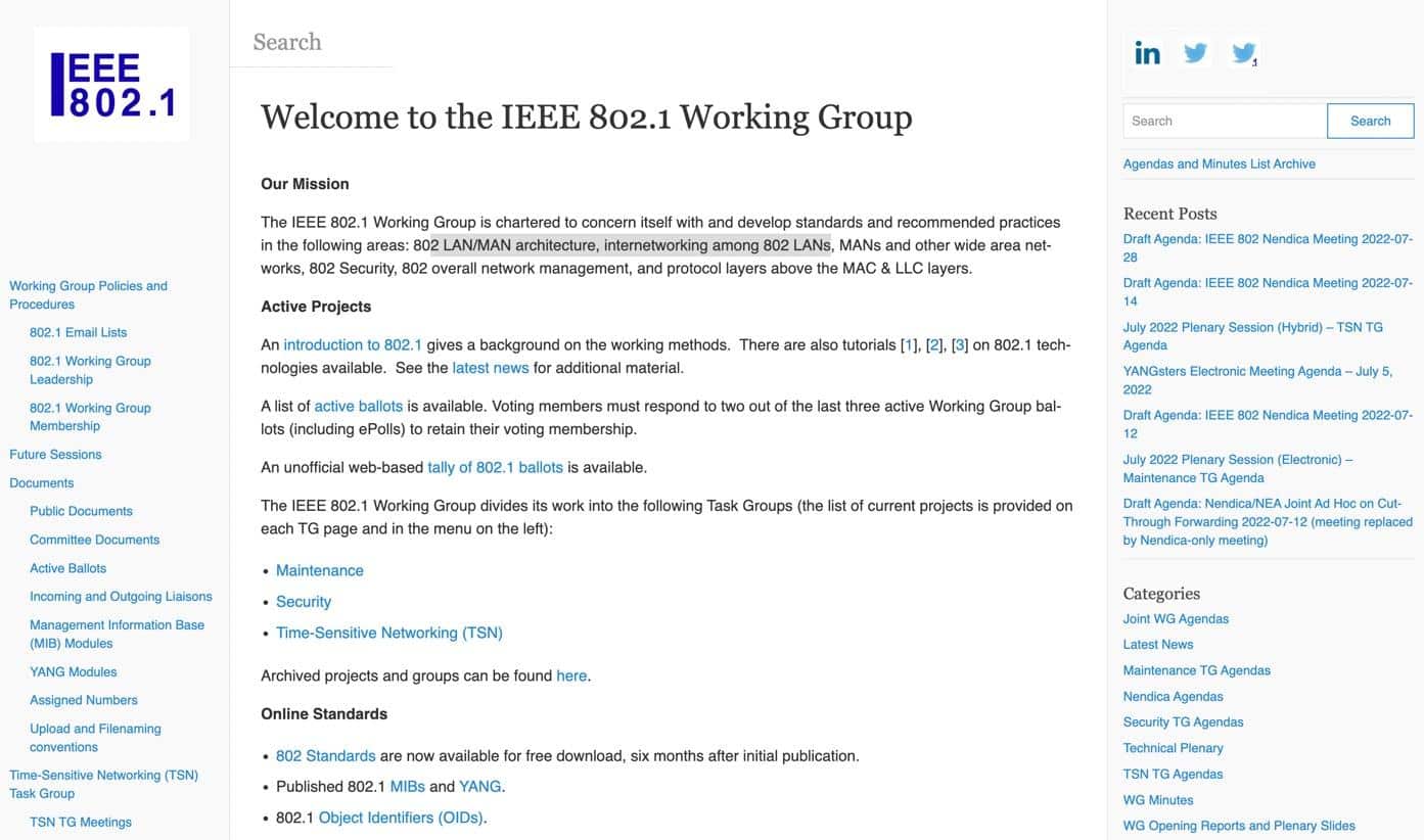 The IEEE 802.1 Working Group wiki