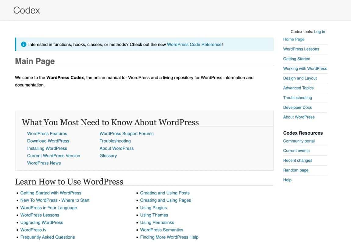 The WordPress Codex wiki