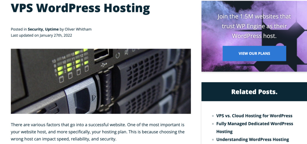 WP Engine WordPress VPS hosting