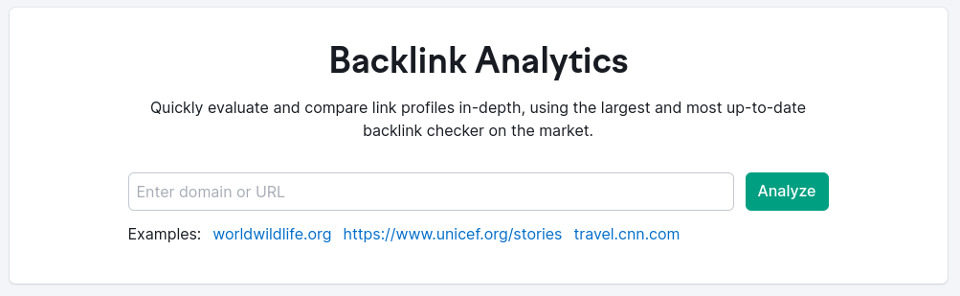 The Semrush Backlink Analytics tool.