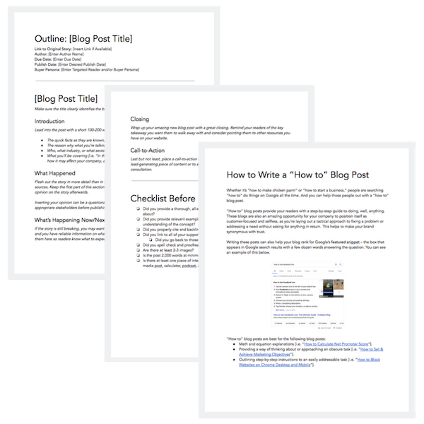 image of hubspot's free blog post templates