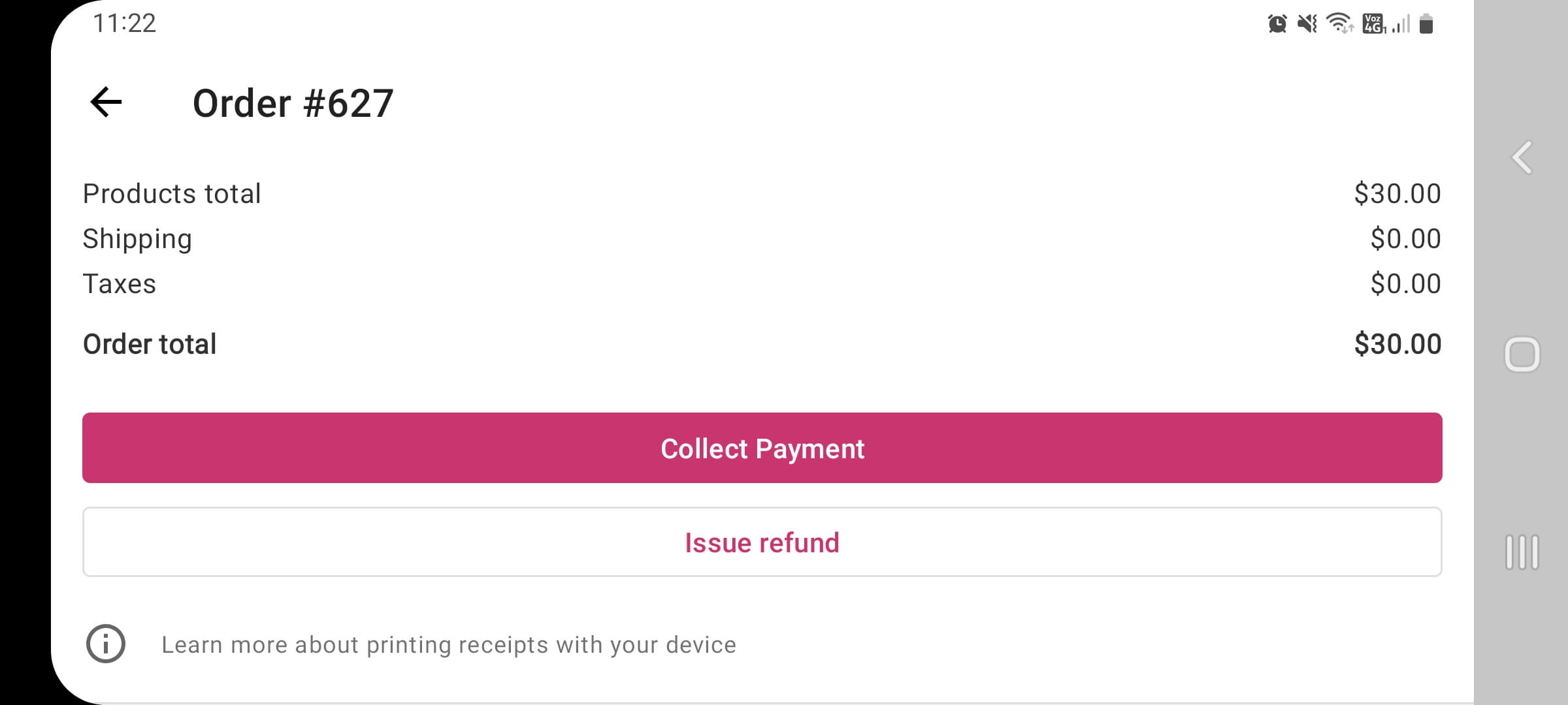 Collecting payment for a WooCommerce order using the app