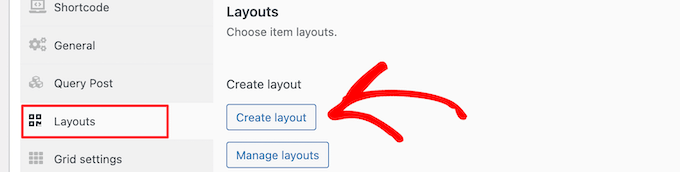 Click create layout button