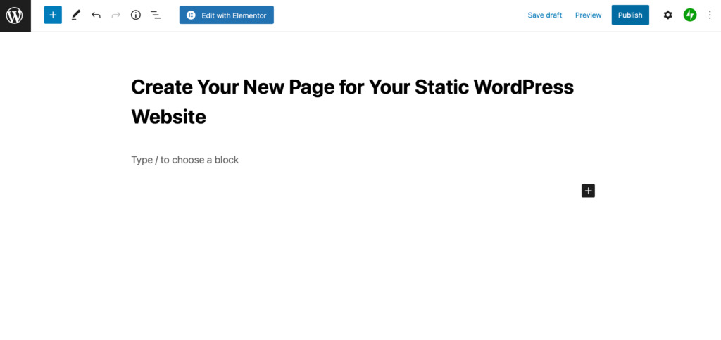 Create and publish a new page in WordPress