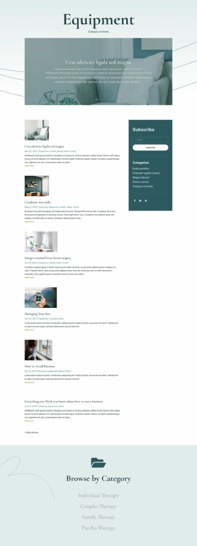 Category Page Template for Divi's Therapy Layout Pack