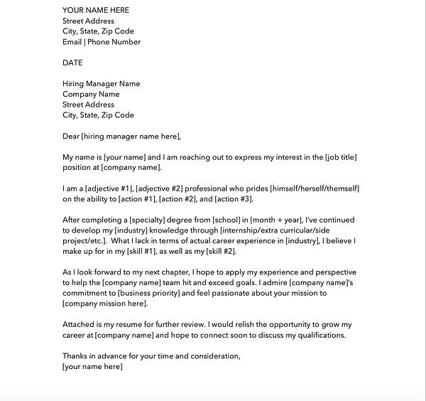 cover letter template: Entry level cover letter 