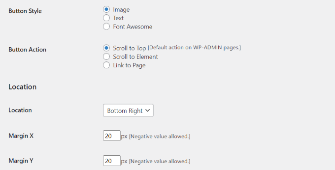 More edit WPfront scroll top settings