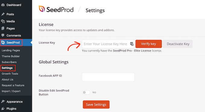 Verifying your SeedProd license