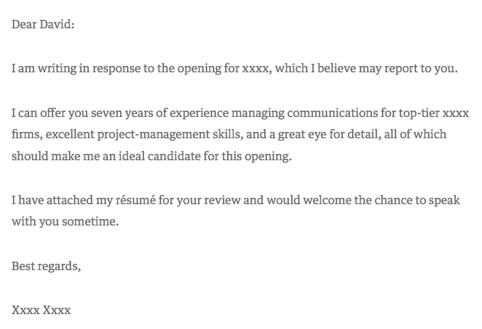 cover letter template: Straight-to-the-point 