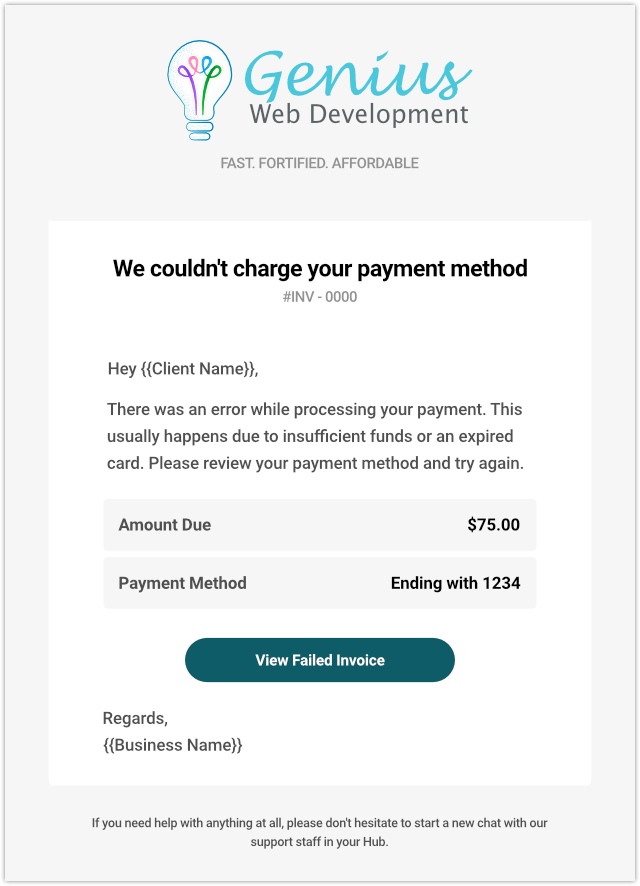 email payment issue
