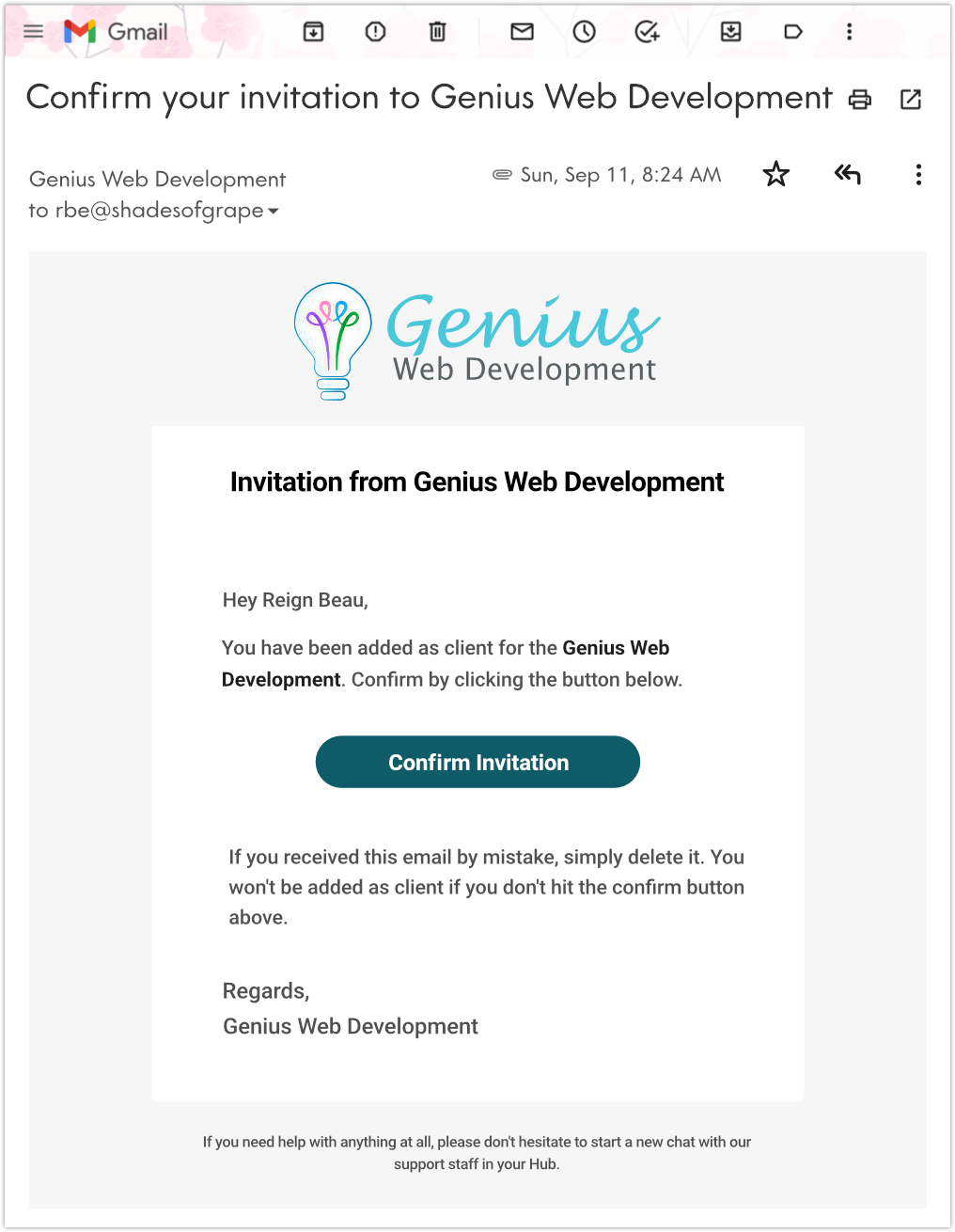 email confirm invitation