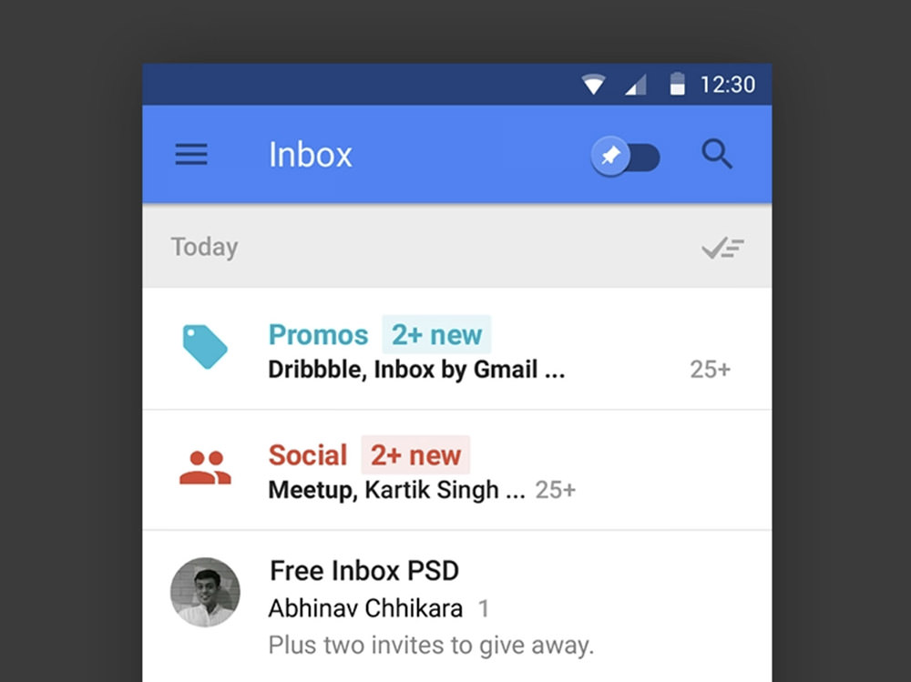 Free Google Inbox PSD