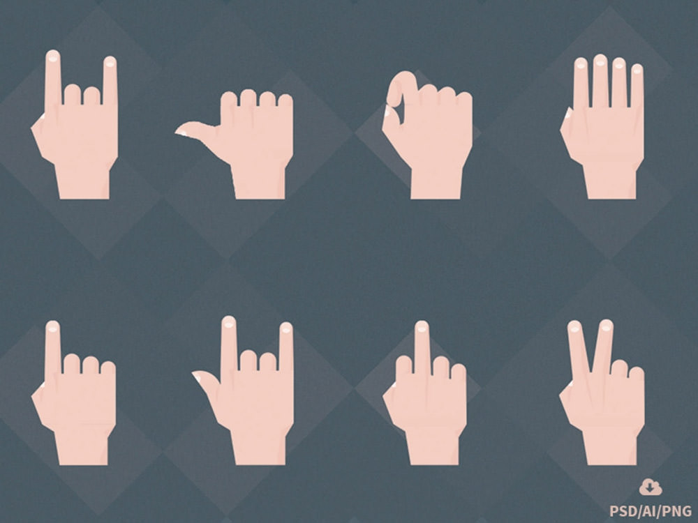 Free Set of Material Design Hand Gestures