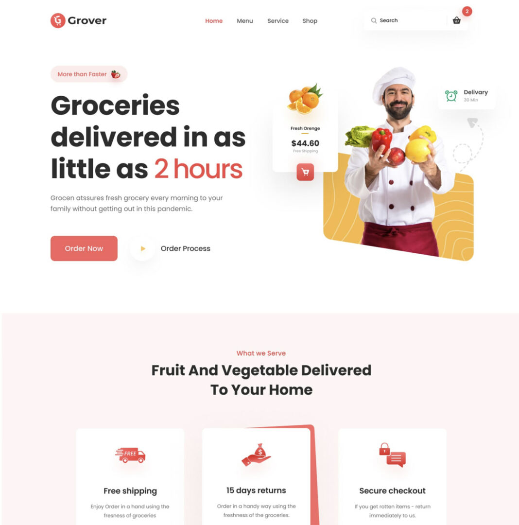 Grover Grocery Food Delivery Website