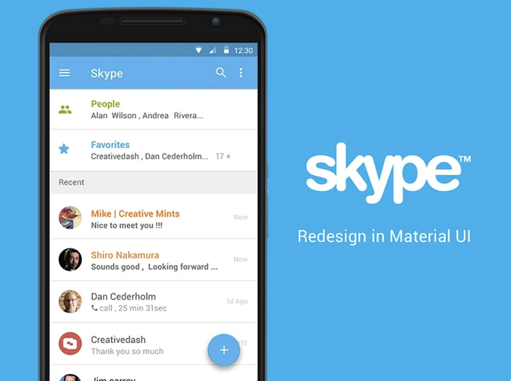 Skype - Material UI Concept