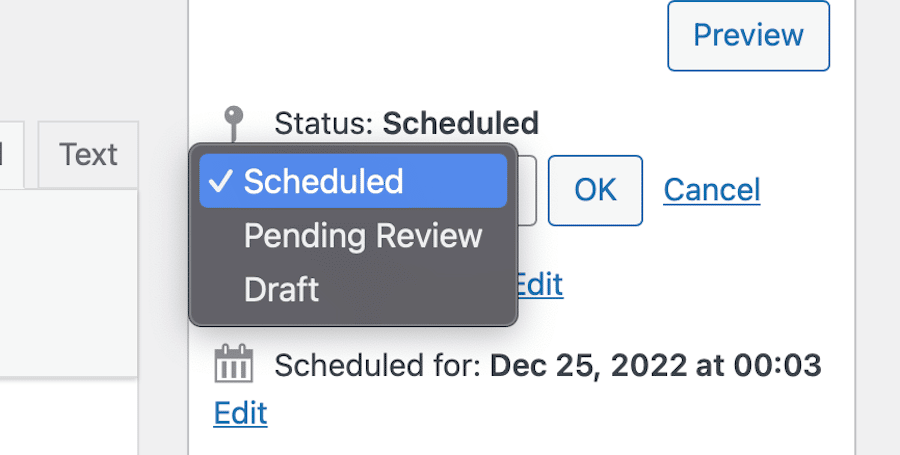 Change the post’s status back to draft to remove it from the publication queue.