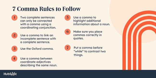 comma rules list, 7 rules to follow