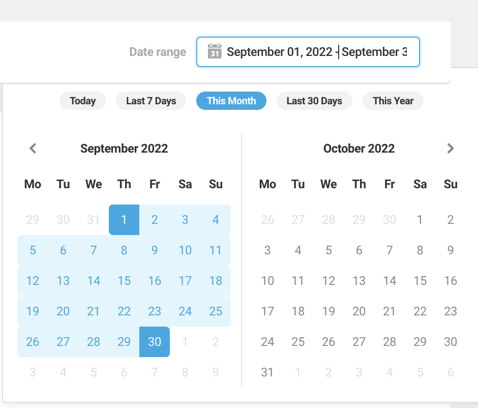 Date range for forms.