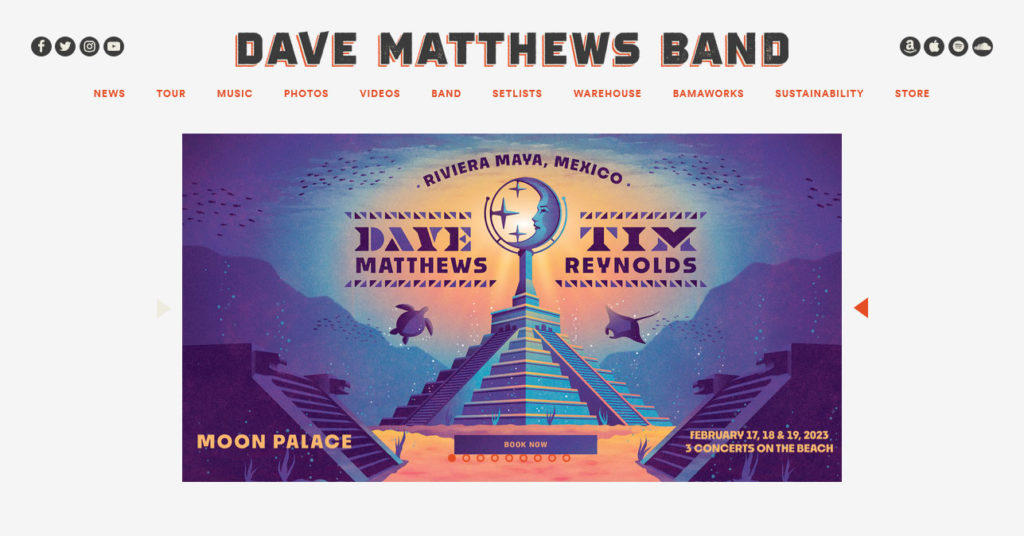 dave matthews band famous websites using wordpress
