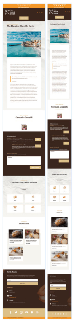 Tablet and Mobile View for the Blog Post Template of the Divi Home Baker Layout Pack