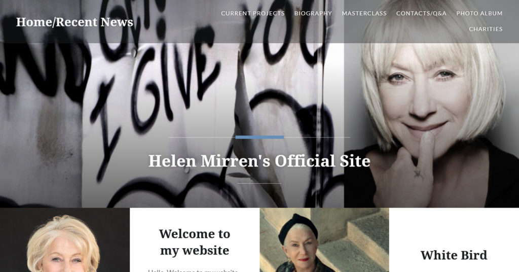helen mirren famous websites using wordpress